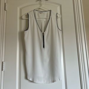 Calvin Klein Mixed Media Zipped Sleeveless Shirt, Size Medium